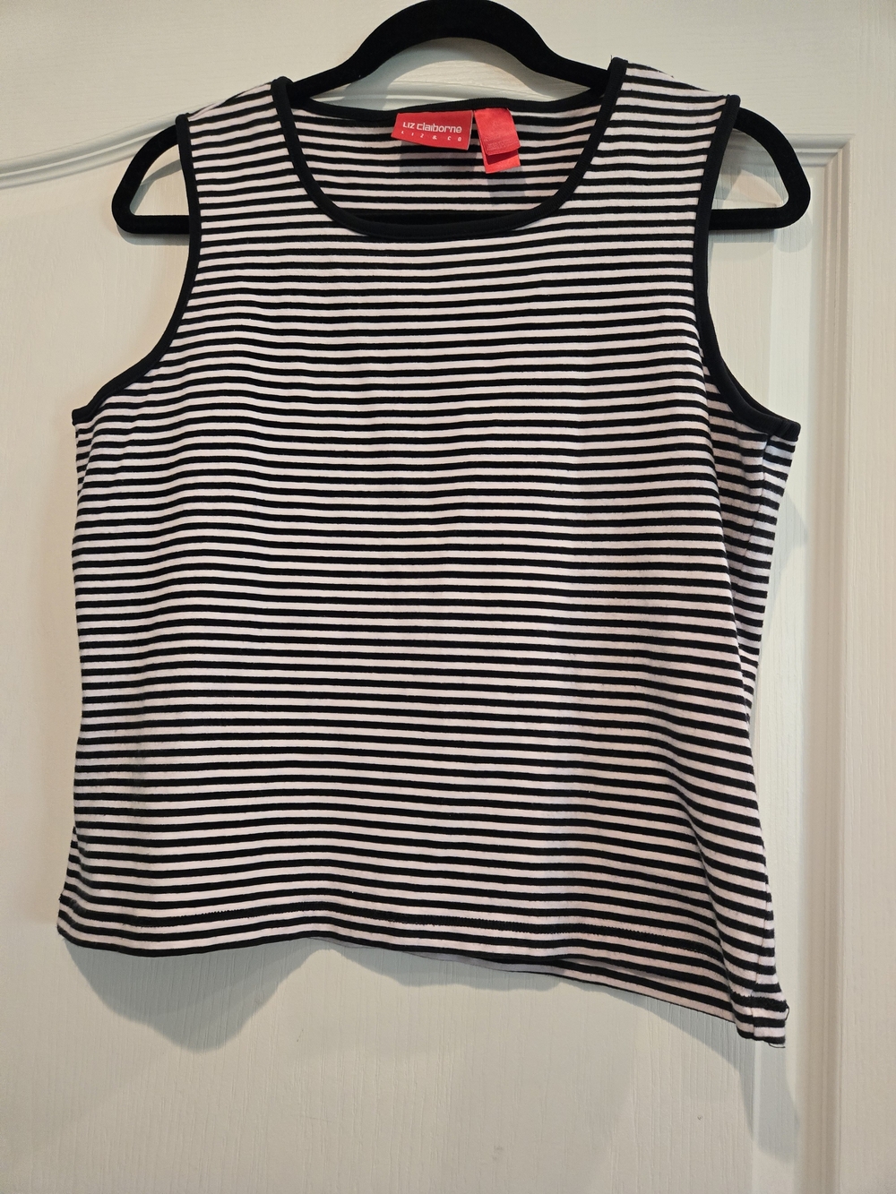 Liz Claiborne Black and White Striped Tank Top